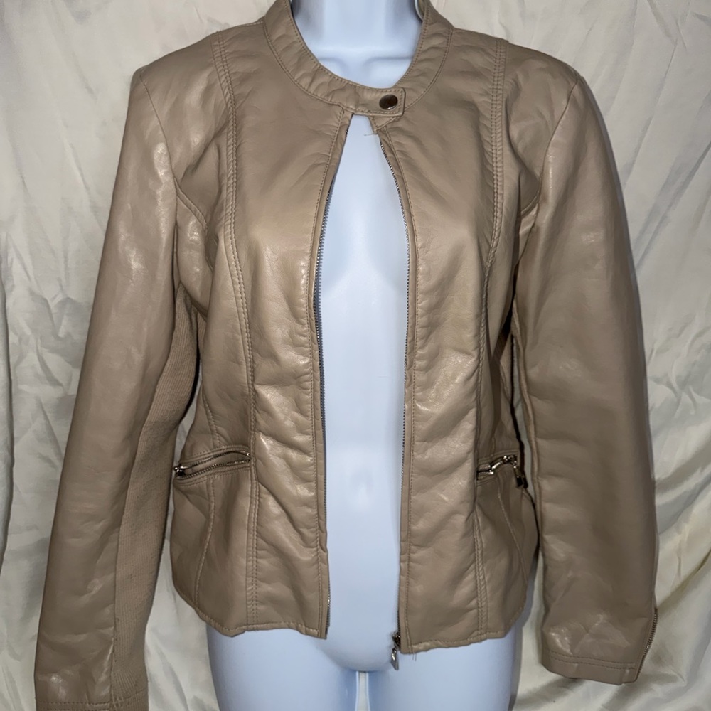 Therapy Beige Leather Jacket